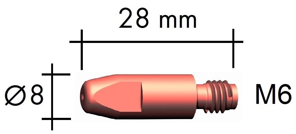 140.0242/Наконечник Е-Си М6 D 1.0/8.0/28 мм